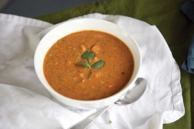 Chicken and Sweet Potato Soup With Peanuts and Collards Recipe